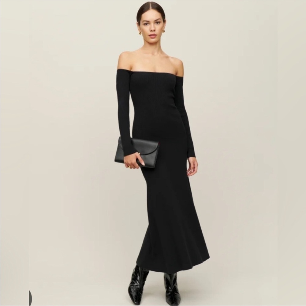 Reformation Symone Cotton Sweater Dress black size small